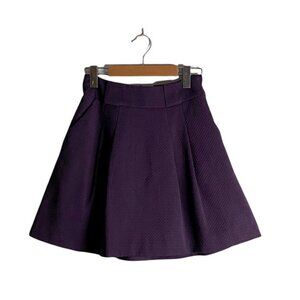 H&M Women's Purple Pleated Patterned Mini Skirt